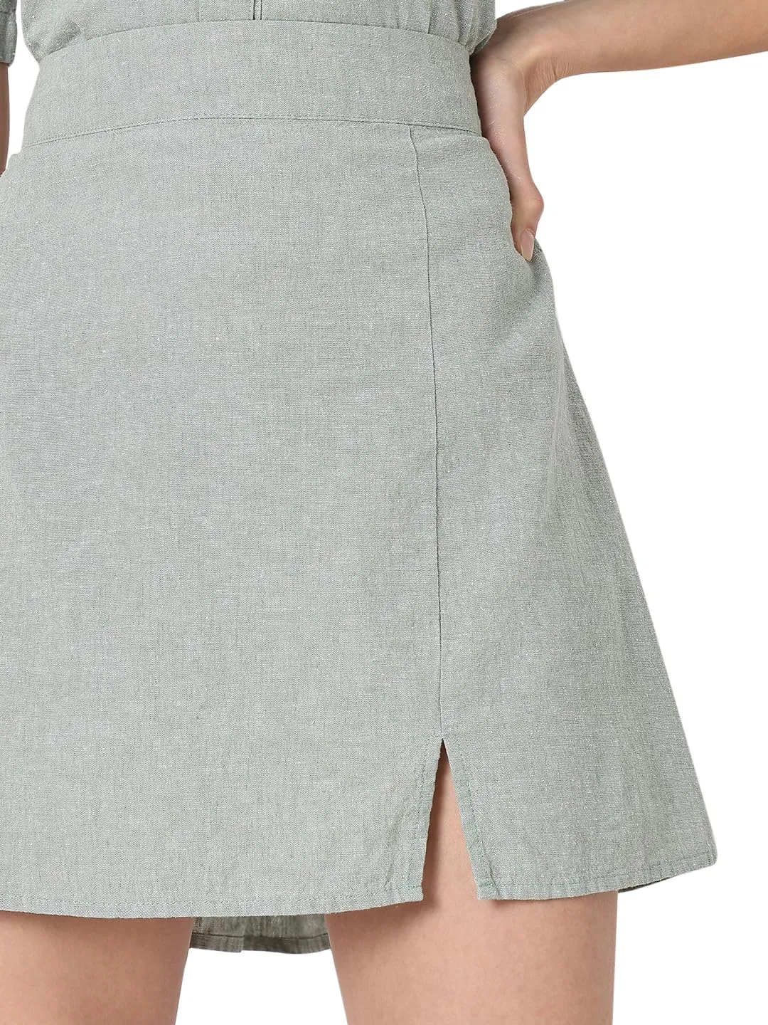 Vero Moda Linen Blend Western Skirt Green