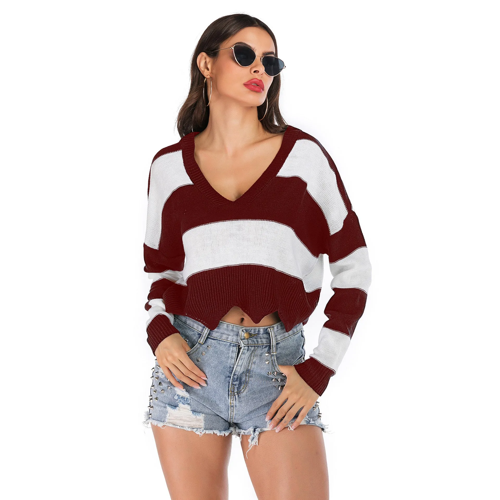 Women Pullover Stitching Sweater Wholesale