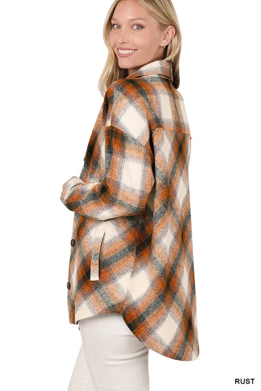 Yarn Dyed Plaid Shacket With Pockets - online exclusive